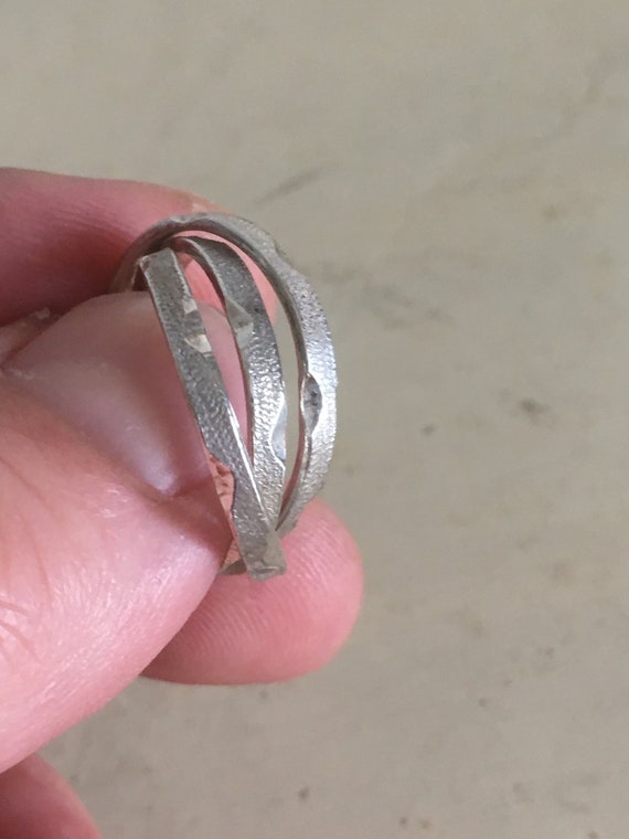 Sterling Silver Triple Band Rolling Ring. Chisell… - image 5