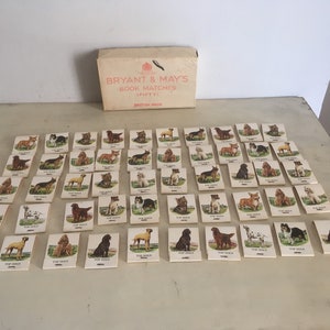 50 Matchbooks British Made 1960's Collection. Unused Dogs Breeds Photos & Trivia Matches Made in England. Full Set 50 Matchbooks Collectible