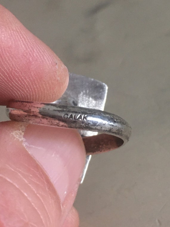 Sterling Silver 950 Jasper Rectangular Signed Rin… - image 5