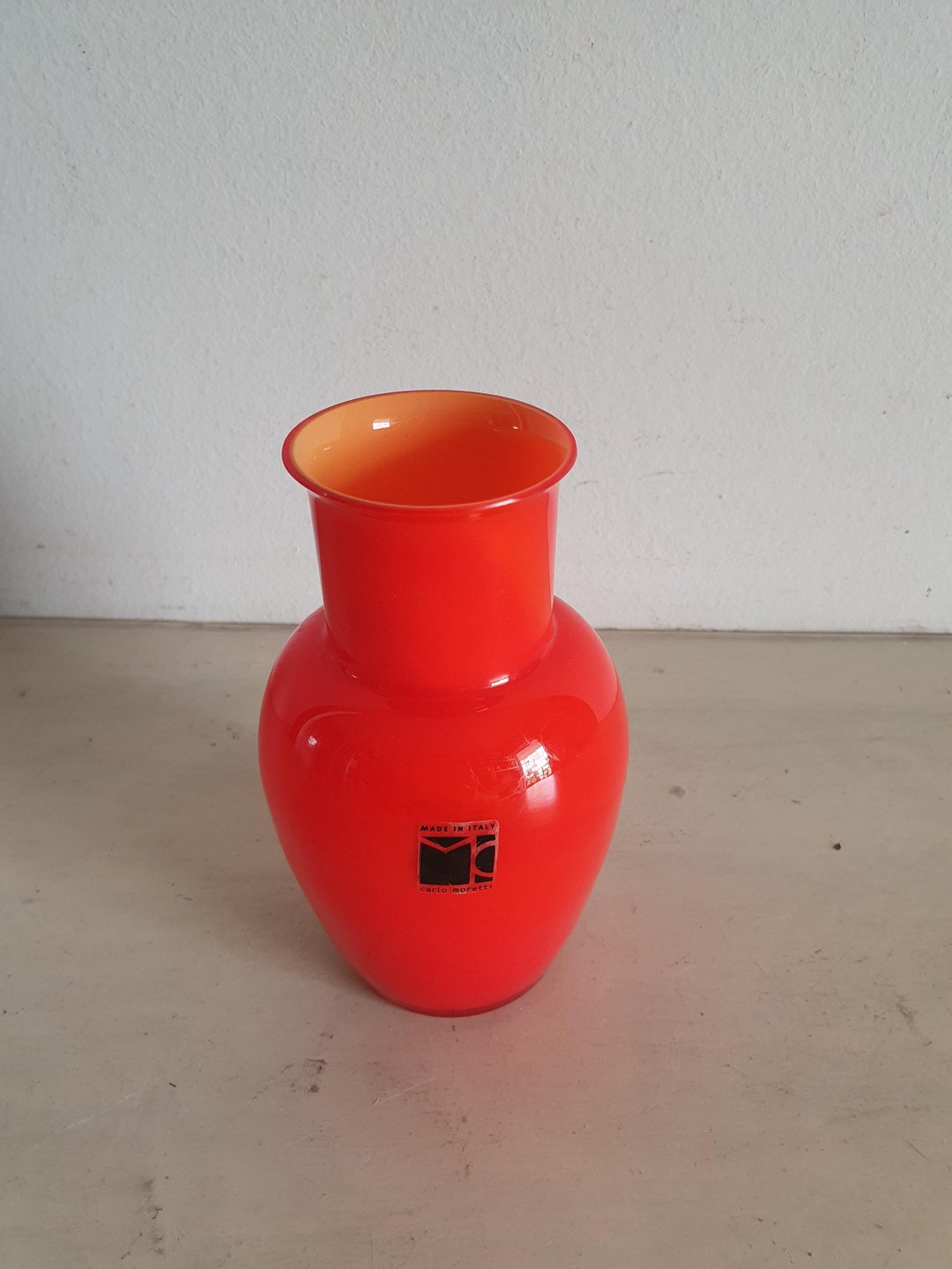 florero vintage cristal de murano por carlo mor - Comprar Cristal y