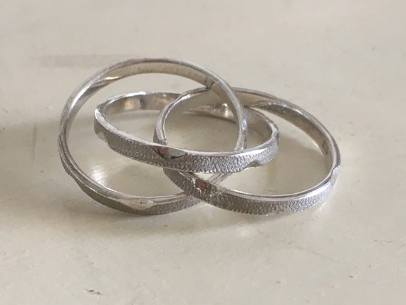 Sterling Silver Triple Band Rolling Ring. Chisell… - image 2