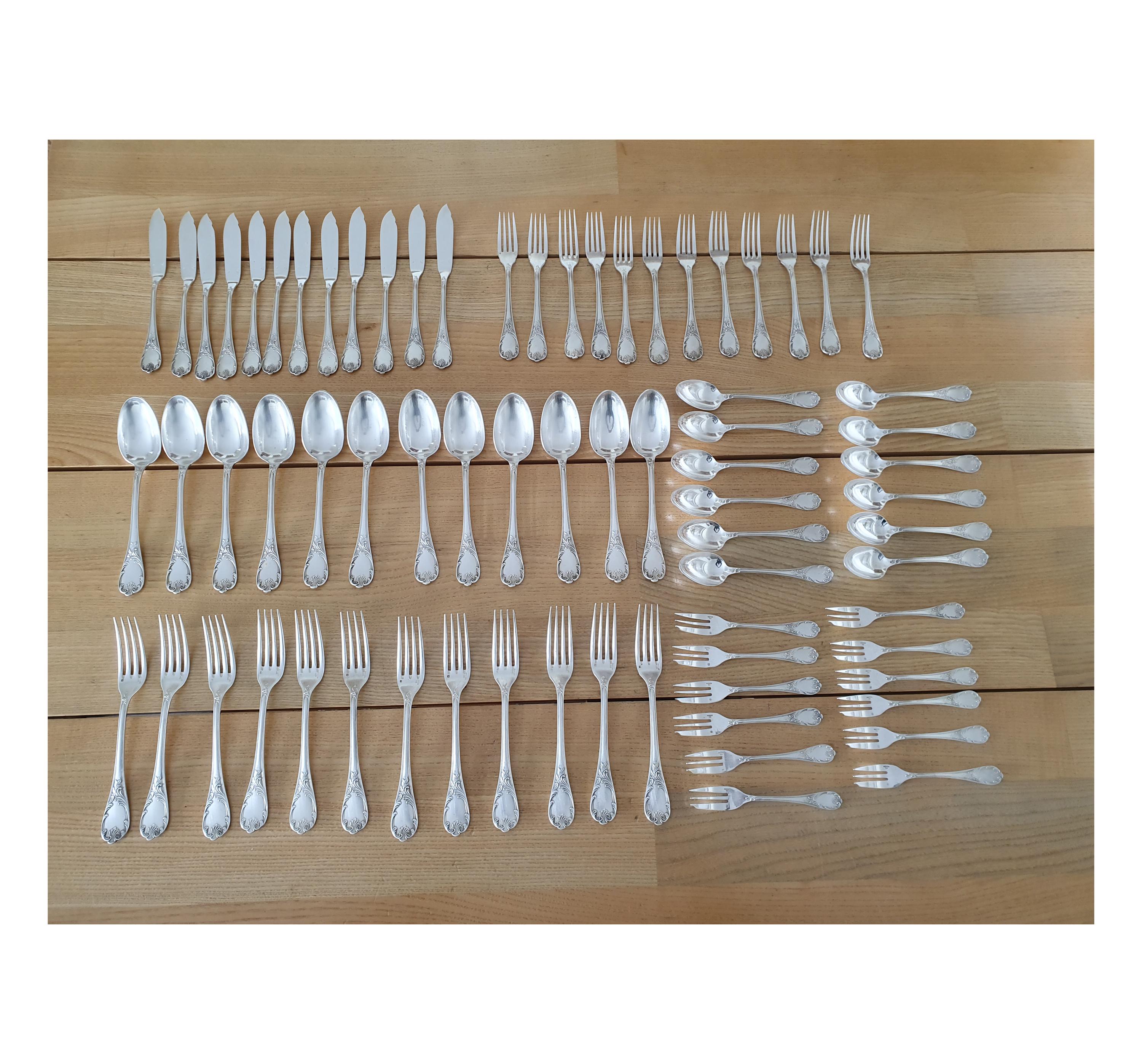 Vintage/antique Christofle Silver-plated 72-piece Flatware Set