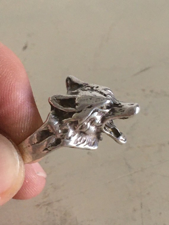 Sterling Silver Wolf Head Ring. Wolf Sculpture Ha… - image 10