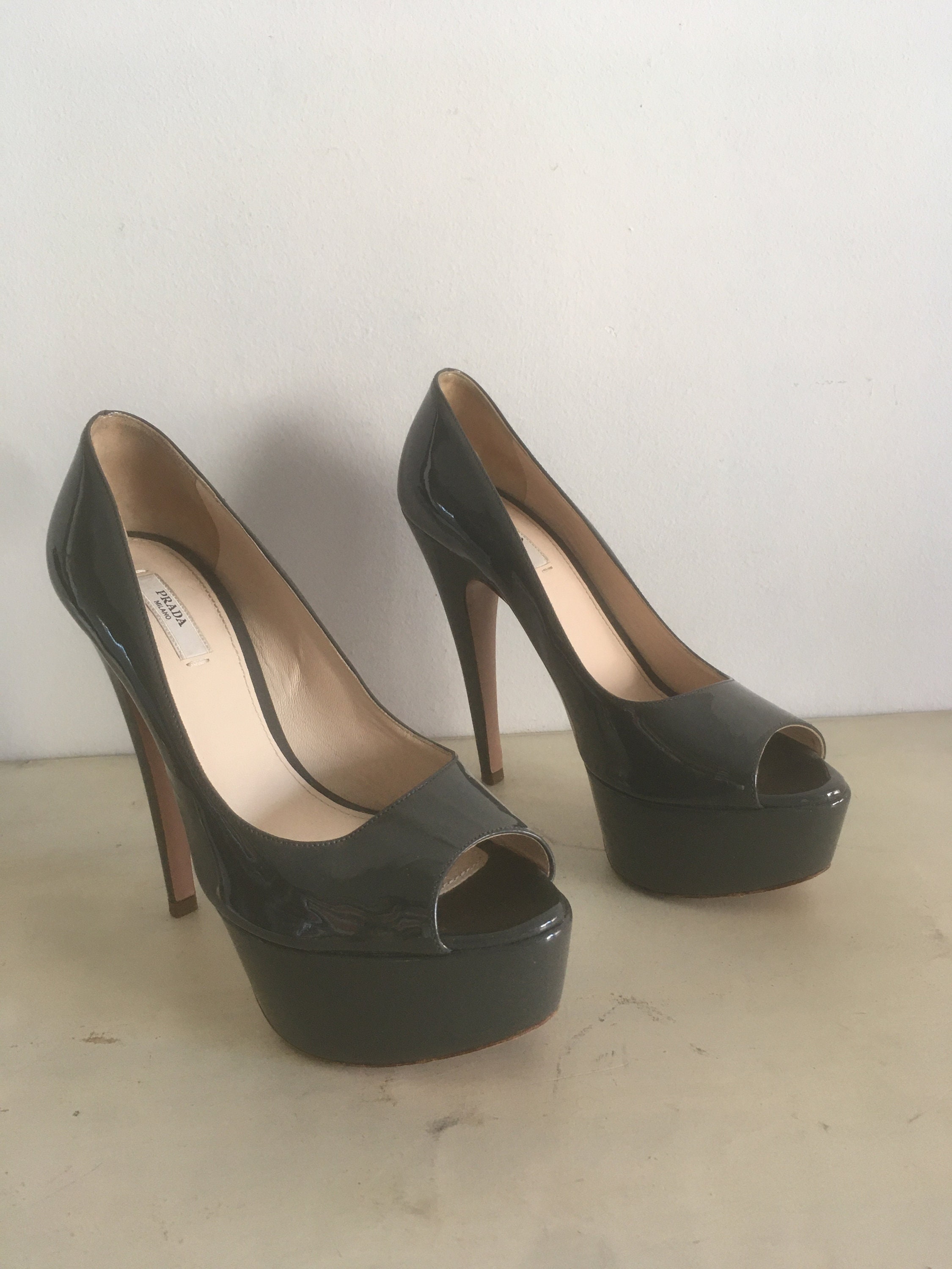 Genuine Prada Preloved Vintage Shoes. High Heels Platforms Peep