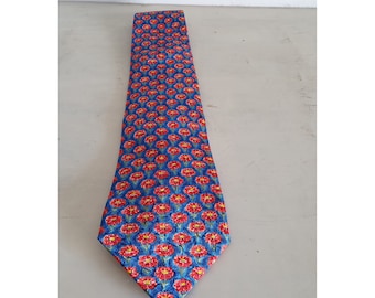 Vintage Givenchy Silk Tie with Floral Pattern, Made in Paris, France, Gentleman's Collection.