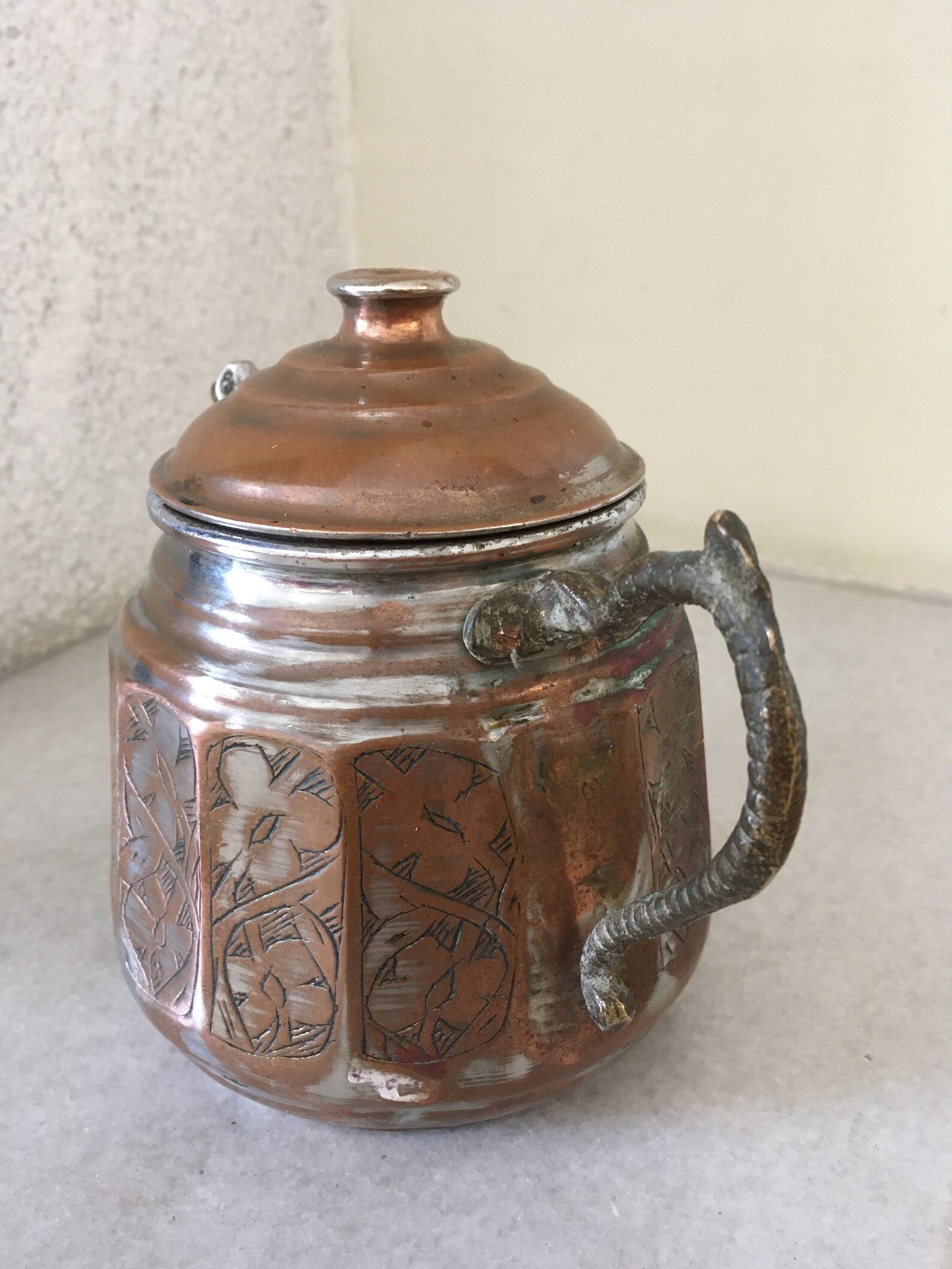 Engraved Vintage Teapot. Natural Timeworn Patina Teapot. Etsy