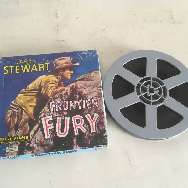 Frontier Fury Movie staring James Stewart Cine. 1950's Film Super 8mm in B/W and Silent, produced by Castle Films No. 593.