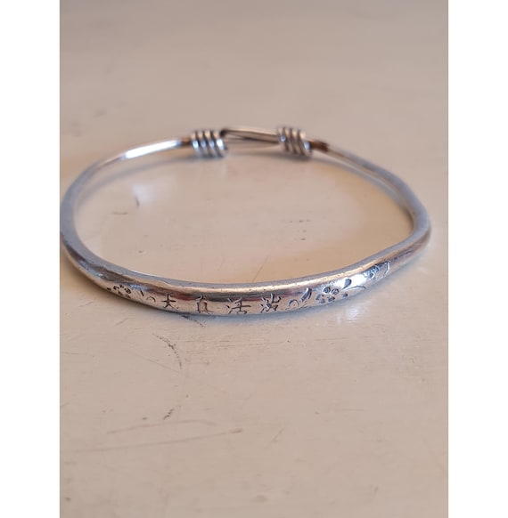 Handcrafted 990 Silver Adjustable Bangle Bracelet… - image 1