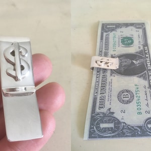 Silberne Dollar Symbol Geldklammer. Sterling Silber mit 925 gepunzt plus 4 bildliche Maker&#39;s Marks. Handgefertigtes Vintage Herren Accessoire.