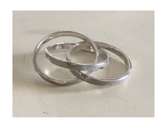 Sterling Silver Triple Band Rolling Ring. Chisell… - image 1