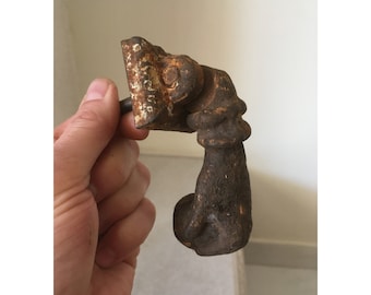 Cast Iron Antique Door Knocker. Female Hand Door Handle. Early 1900's Door Banger. Rusty Timeworn Patina Collectible Ornaments.