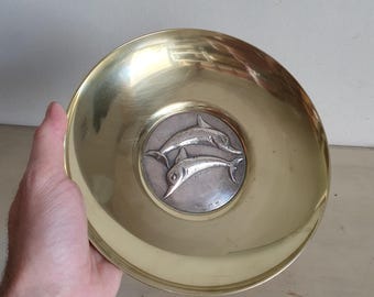 Vintage Ilias Lalaounis Hallmarked Big Size Brass Bowl Dish With