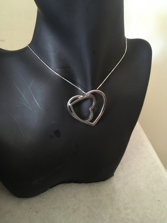 Silver Handmade 2 Hearts Pendant with Silver Chai… - image 7