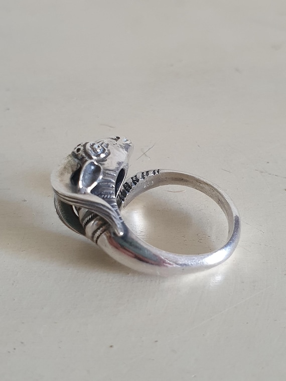Sterling Silver Ram Head Ring, Adjustable Open Ba… - image 7