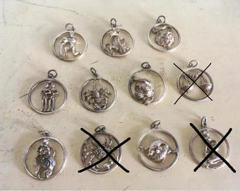 For Sale separately: Sterling Silver Zodiac Signs Pendants. Astrology Horoscope Unisex Charms. Silver 3D Sculptures,Fine Jewelry from Greece