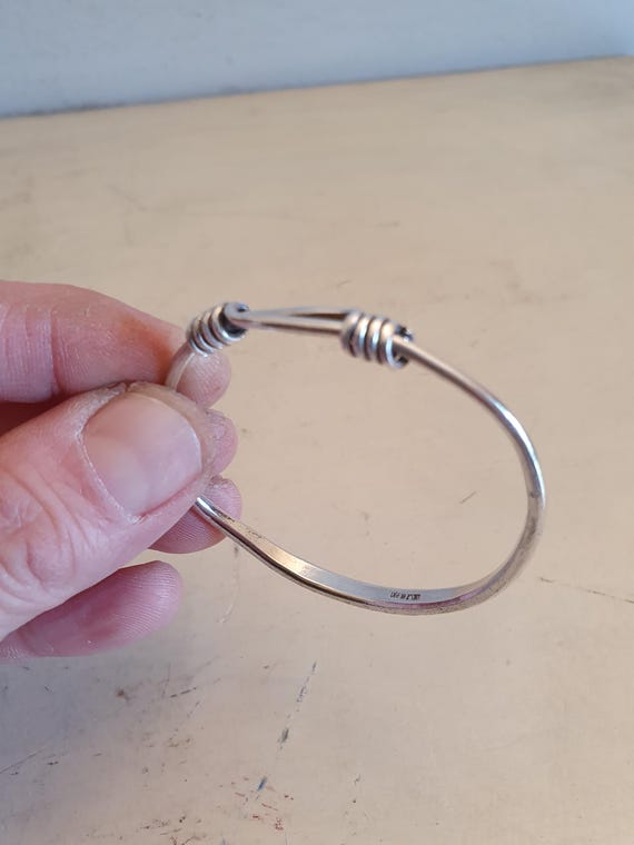 Handcrafted 990 Silver Adjustable Bangle Bracelet… - image 3