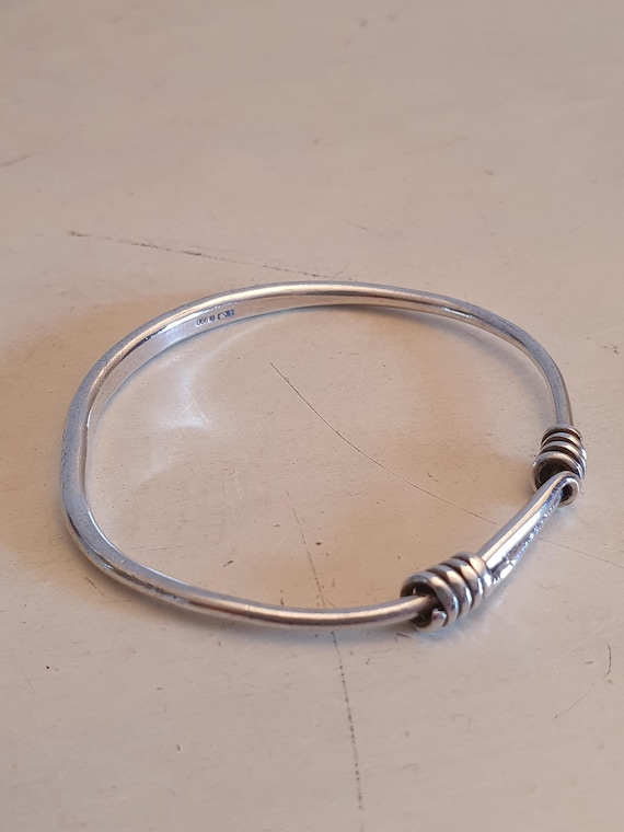 Handcrafted 990 Silver Adjustable Bangle Bracelet… - image 6