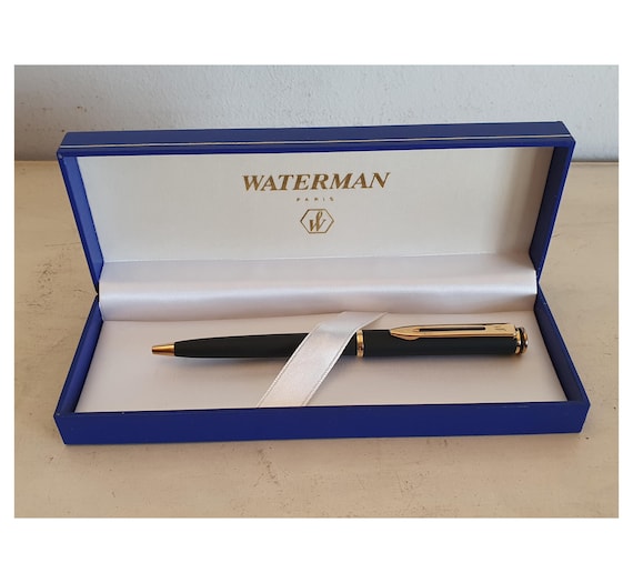 Waterman Paris Matte Black and Gold Trim Ballpoint Pen With Box