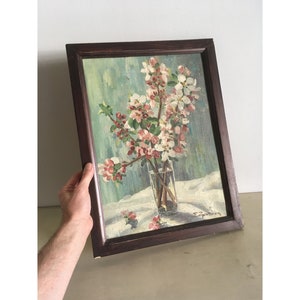 lmond Βranches Original & Signiertes Gemälde. Öl auf Leinwand Gerahmte Griechische Malerei. 47 X 35,5 cm Wandbehang, Vintage Wandkunst.
