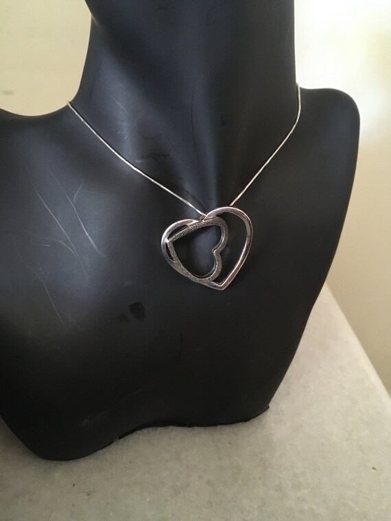 Silver Handmade 2 Hearts Pendant with Silver Chai… - image 8