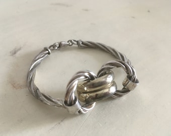 Αrticulated Rope Style Bracelet. Sterling Silver Bracelet for Women. Vintage Handmade Jewelry from Greece.