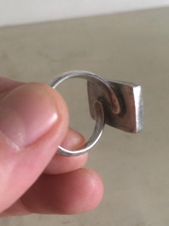 Sterling Silver 950 Jasper Rectangular Signed Rin… - image 4