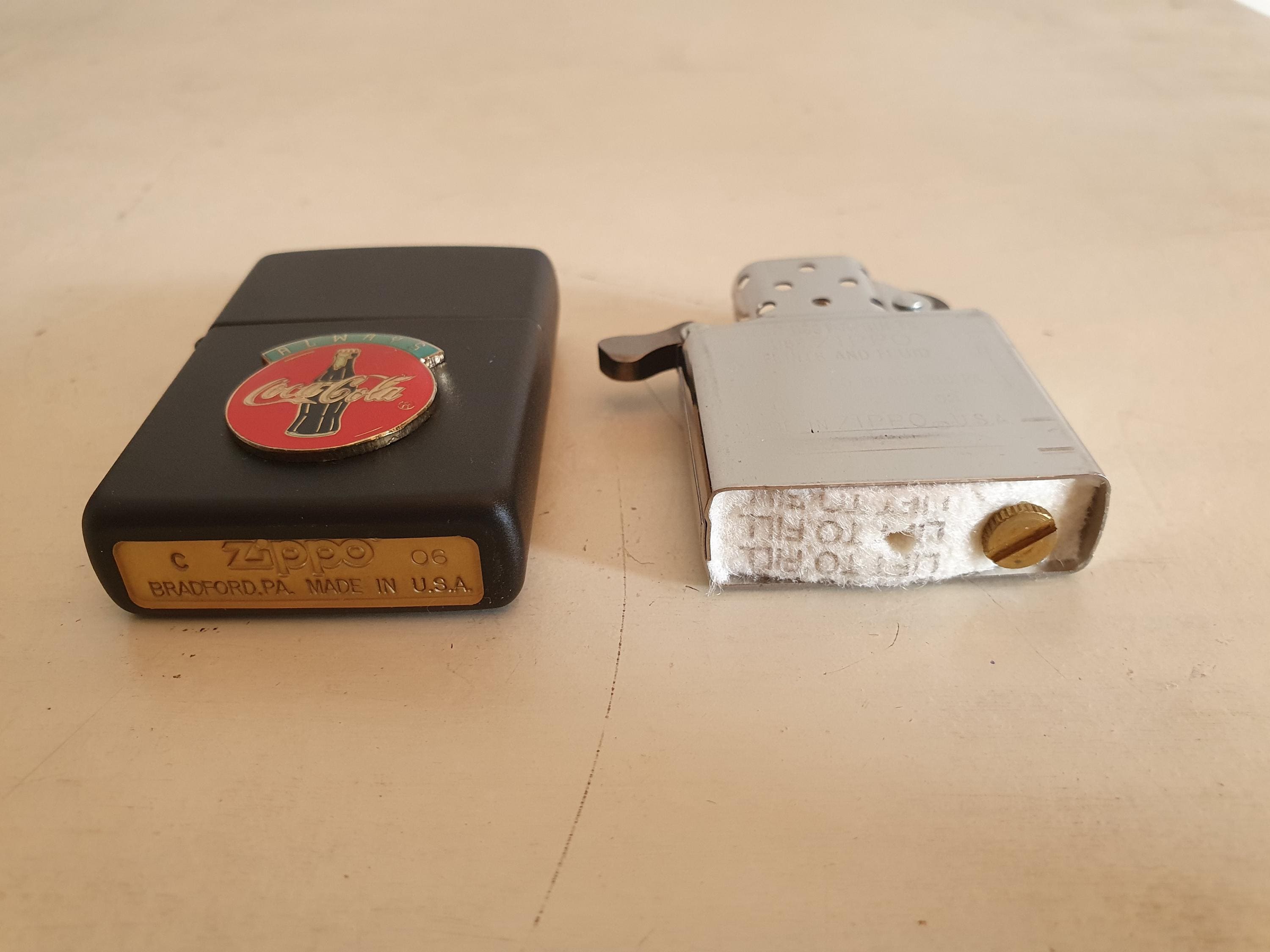 Vintage 2006 Zippo Lighter Coca-cola Black Matte, Rare Unused in