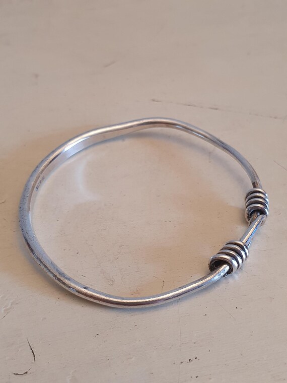 Handcrafted 990 Silver Adjustable Bangle Bracelet… - image 8