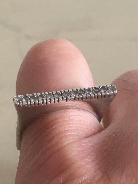 Sterling Silver Flat Shaped Ring with Faceted Zir… - image 6