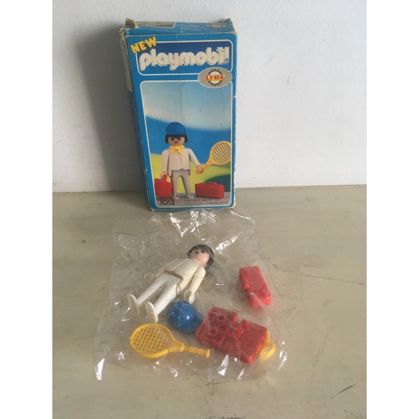 Unused 1980's Playmobil No 1012, Tennis Player. Unused & Sealed Parts. Collectible Vintage Toys. Made by LYRA in Greece.