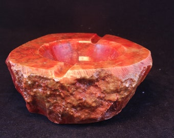 Genuine Alabaster Ashtray Made in Italy. Hand Carved Heavy Ashtray.