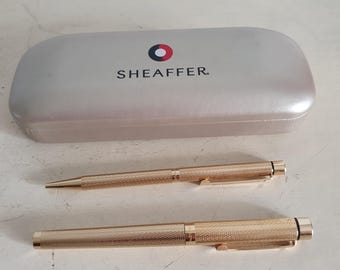ビンテージ 未使用！ 14K シェファー 万年筆&ボールペン セット ビンテージ シェーファー 金メッキ万年筆とボールペン セット、米国製