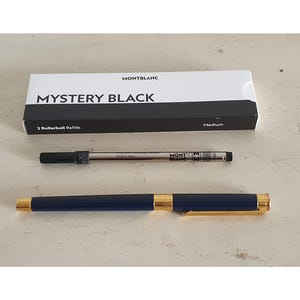 Vintage Montblanc Noblesse Blauer Kugelschreiber mit Schnappkappe, Golddekor, schlanker Körper aus Harz, Made in Germany, 1970er Jahre, Kostenlose Neue Tintenpatrone.