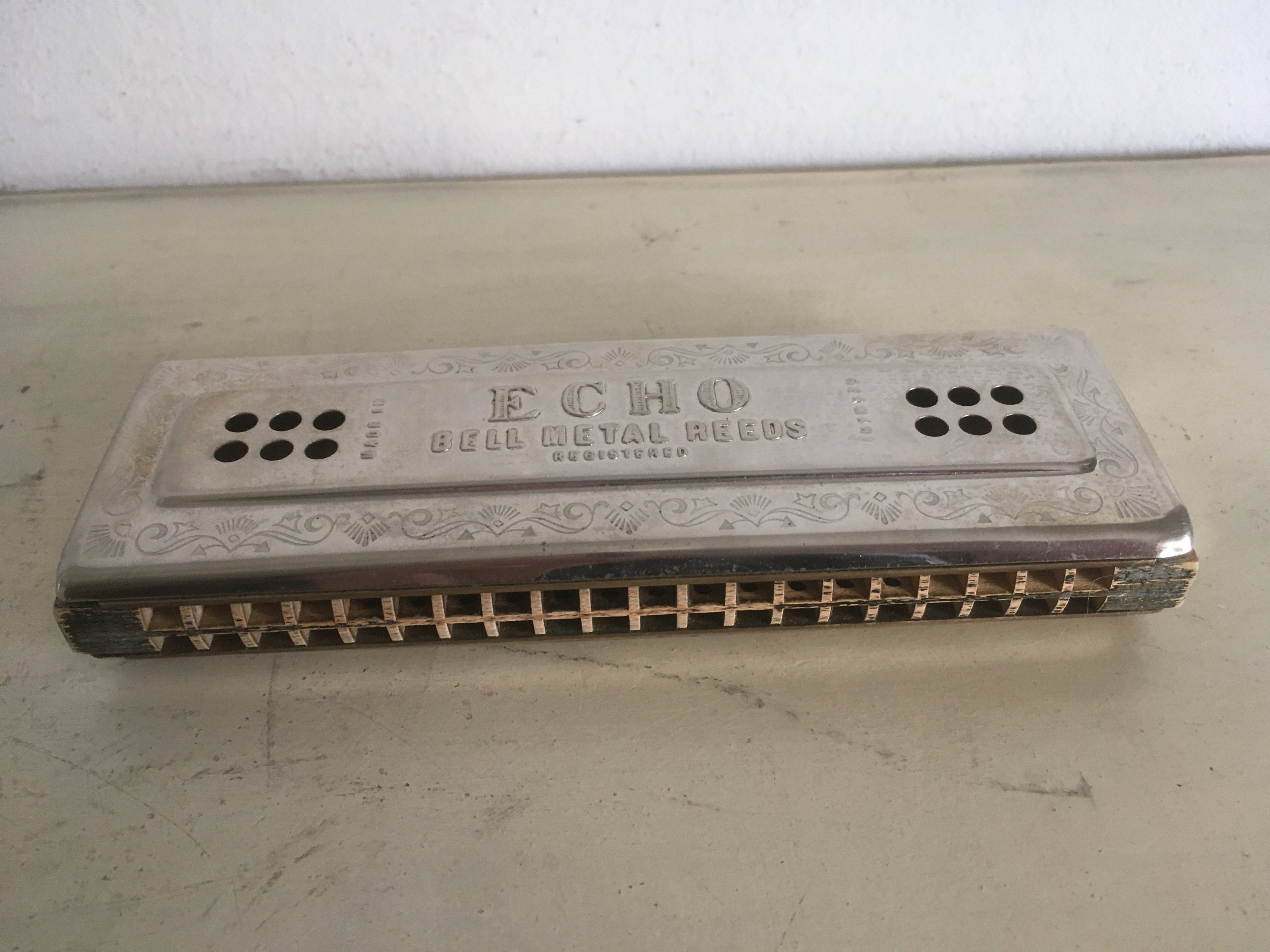 Vintage M. Hohner, Echo Bell Metal Reeds, Harmonica. 1940's