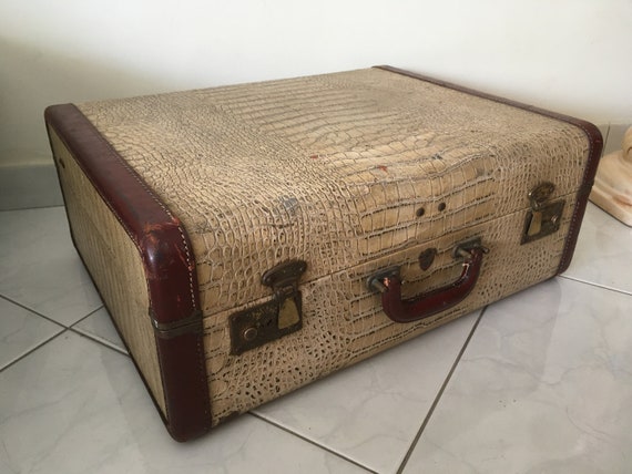 Mc Brine Crocodile Leather Vintage Suitcase. Big Hard Sided -  Denmark