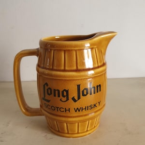 Vintage Wade Regicor Long John Scotch Whisky Jug, Barrel Style Pitcher, Made in England, 508g, 650ml Capacity, Collectible Handmade Barware.