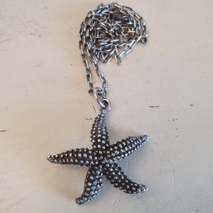 Vintage Sterling Silver Starfish Pendant Necklace | 925 Solid Silver Sea Life Jewelry | Nautical Marine Gift | 1980s Tested 11.2gr