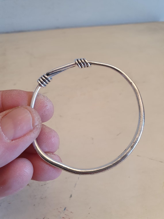 Handcrafted 990 Silver Adjustable Bangle Bracelet… - image 2