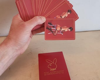 Vintage Playboy Playing Cards in Red Box, Pin-up Back Design, 52