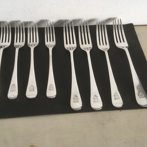 Antique WWI British Army Air Force Navy Naafi Desert Fork Cutlery. Set of 4 Dinner & 4 Dessert Silver Plated, Forks, Fully Hallmarked.