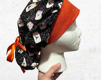 Orange Glow In The Dark Fairy Jars Bouffant Scrub Cap