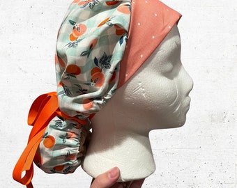 Pink Oranges Bouffant Scrub Cap