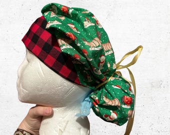Christmas Pigs Bouffant Scrub Cap