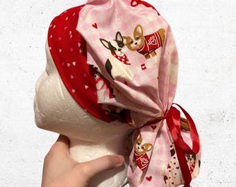 Valentine’s Day Dogs Bouffant Scrub Cap