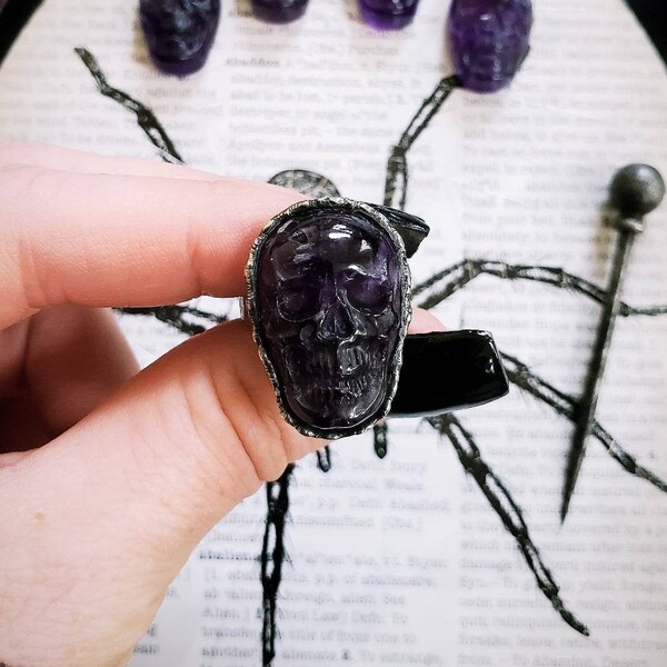 Amethyst Skull Ring,  Made-To-Order