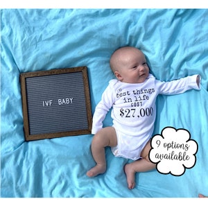 The Best Things in Life Cost 27,000 Dollars Onesie, IVF Baby Announcement, Rainbow baby onesie, Worth the wait onesie, Miracle baby onesie