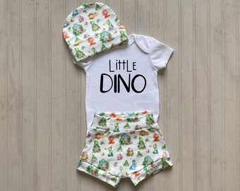 Little Dino Boy Outfit, Dinosaur Shorts, Dinosaur Pants, Preemie