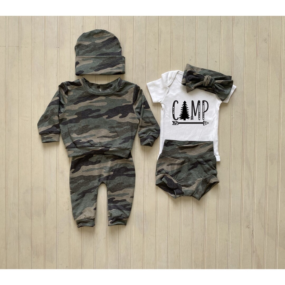 Camo Baby Outfit, Camouflage Headband, Camo Baby Pants, Camo Girl