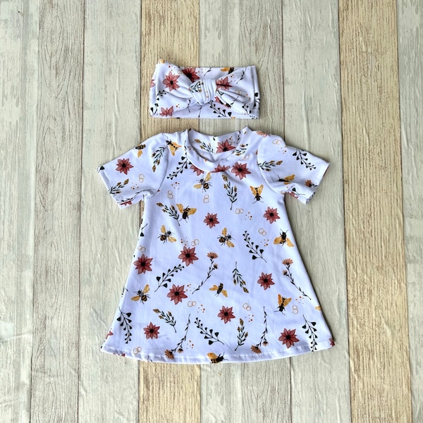 Flowers and Bees Girls Bummies and Headband Set, Baby Girl Shorts, Summer Baby Clothes, Newborn Outfit, Toddler Outfit, Baby Headbands