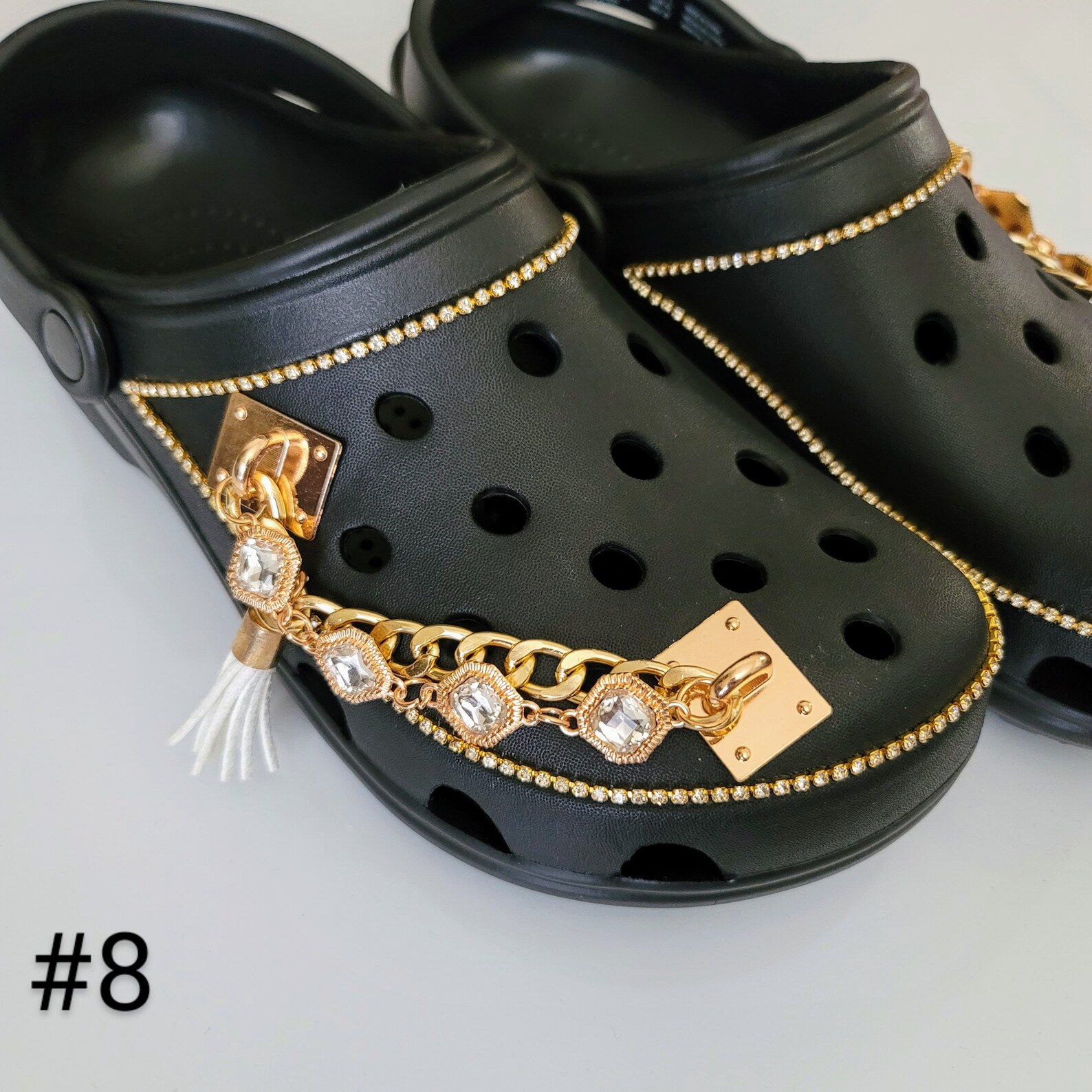 platform crocs with chain
